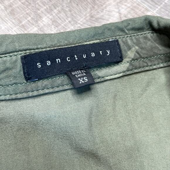 SANCTUARY Green Camo Snap Front Long Sleeve Collared Shirt Women’s Size XS - Picture 2 of 7